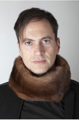 Dark brown mink fur neck warmer - unisex